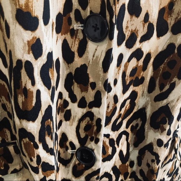 IMNYC Sz L Leopard Print Unlined Oversized Overcoat w/ Pockets & Back Slit Coat - Picture 3 of 7